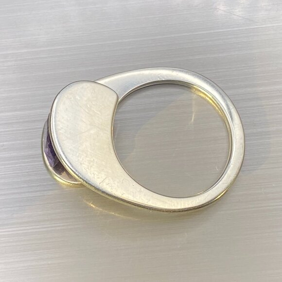 Rare Blue Purple Topaz Sterling Silver Modernist Ring Sz. 8.75 - 7.4 gm 3 Carats - Picture 9 of 16